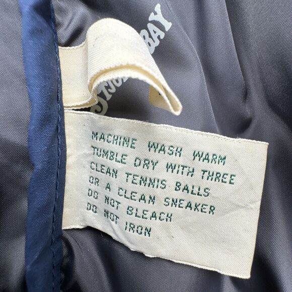 VTG St Johns Bay Mens Down Puffer Vest Size Large Blue Quilted Down Insulated - Picture 12 of 16